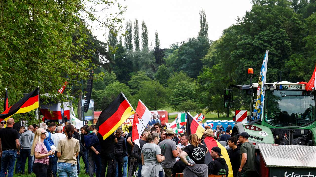 European farmers demonstrate ahead of European Parliament election, in Brussels
