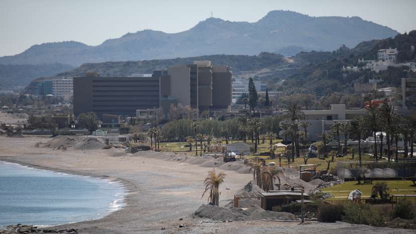 FILE PHOTO: Hotels on Ammoudes Beach, on the Greek island of Rhodes