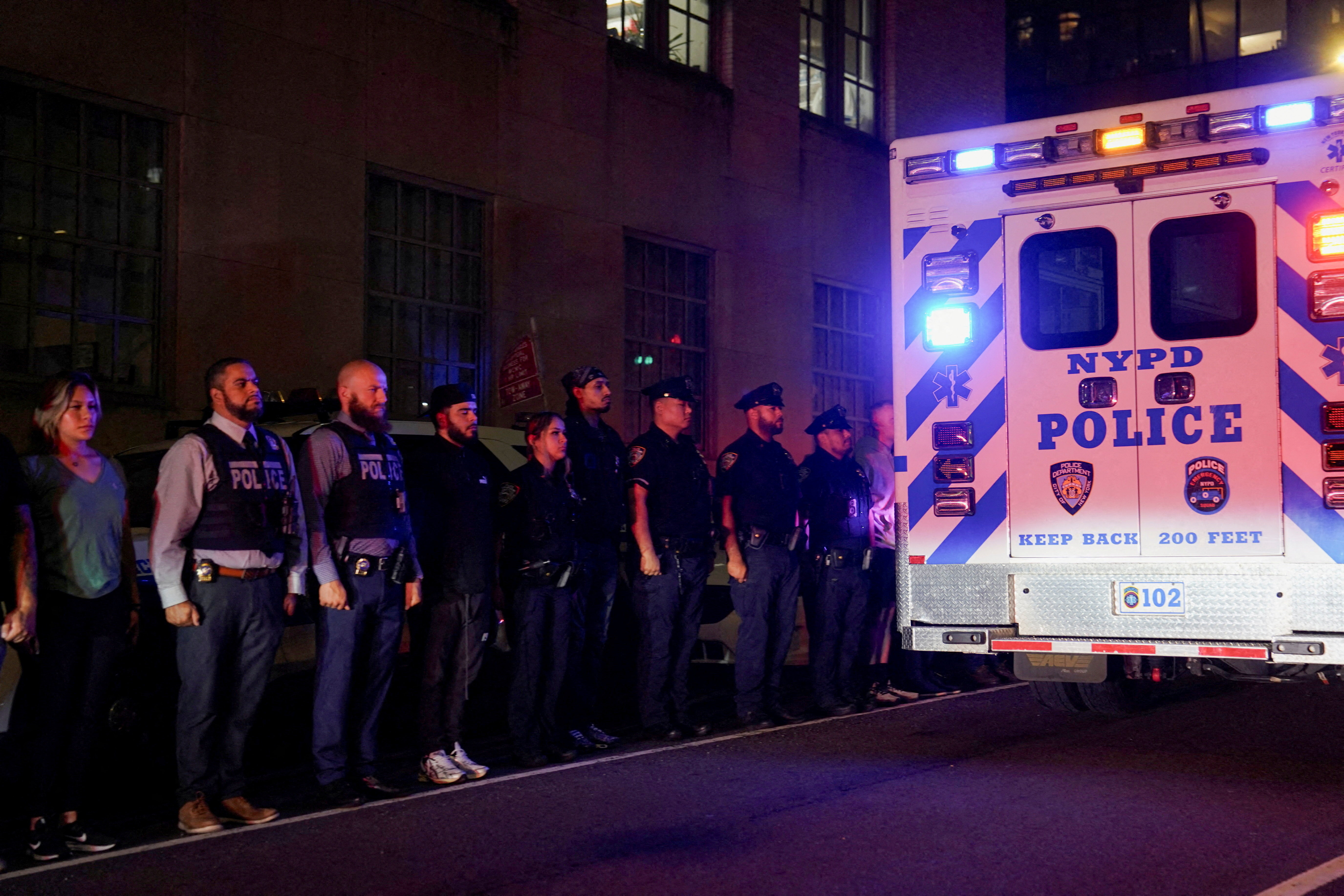 Ambulance transfer of slain NYPD officer Didarul Islam, in New York City