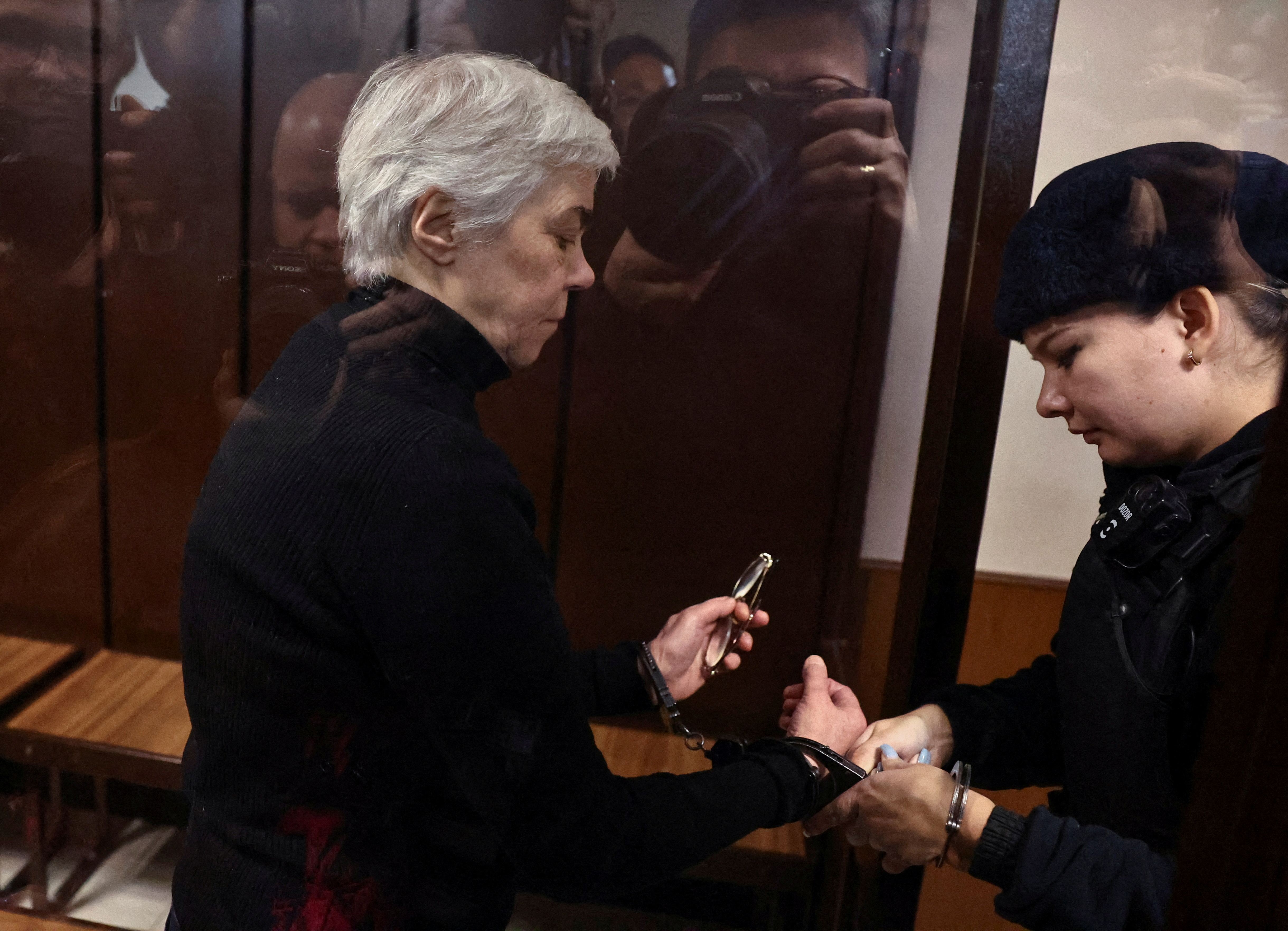 FILE PHOTO: Doctor Nadezhda Buyanova accused of discrediting Russian army appears in Moscow court