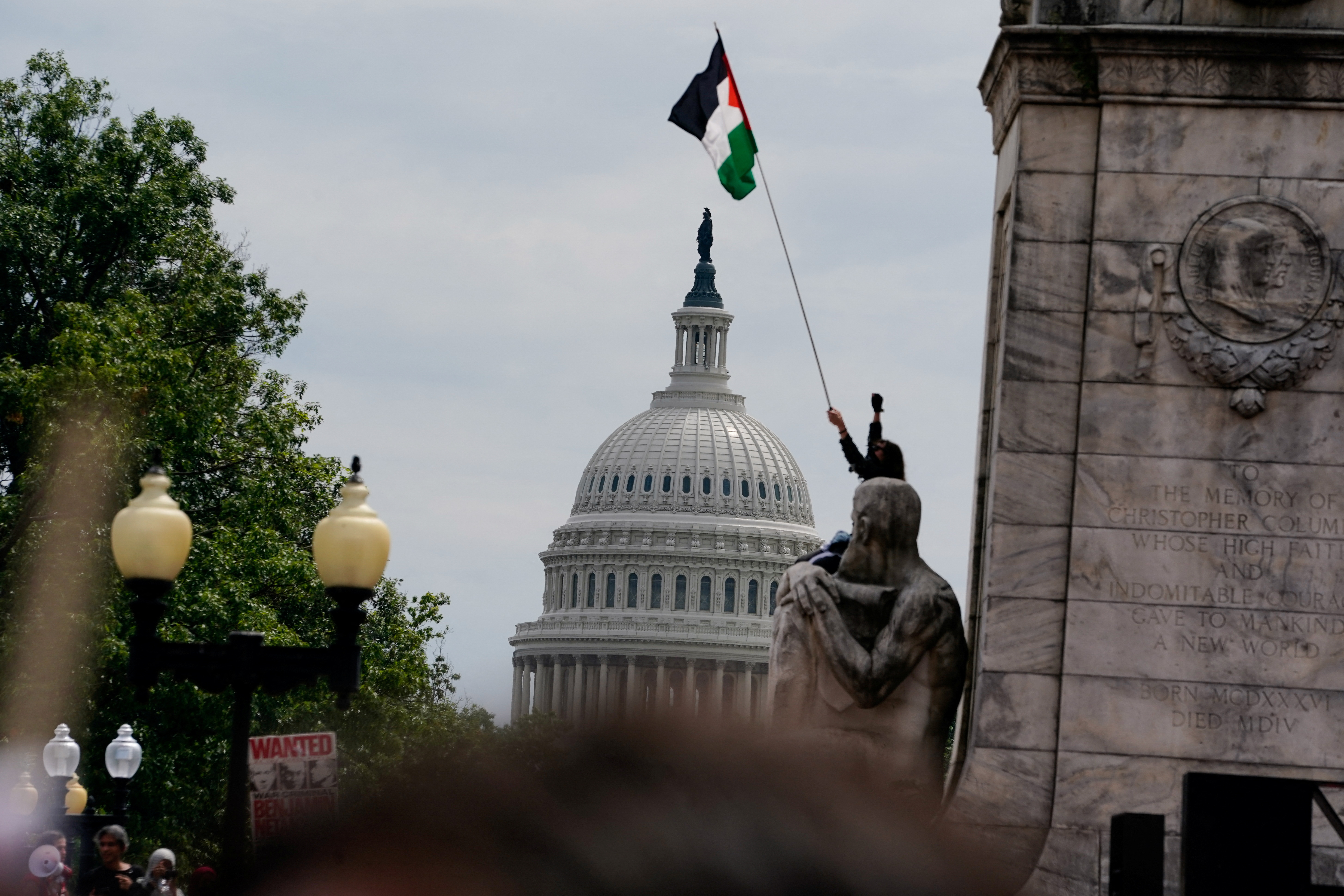Protesters gather for Israeli PM Netanyahu's address to Congress in Washington