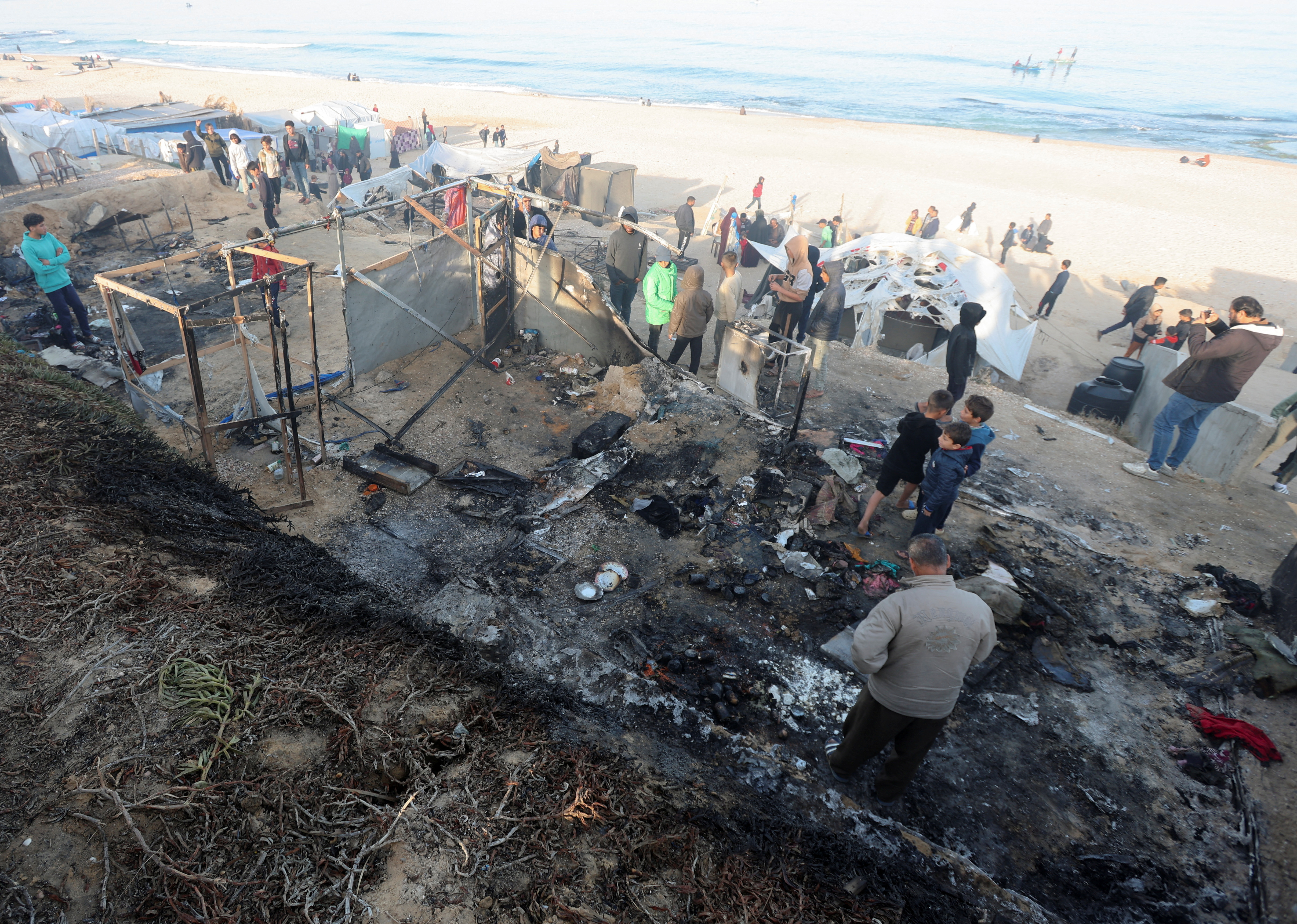 Aftermath of Israeli strikes in Deir Al-Balah in the central Gaza Strip