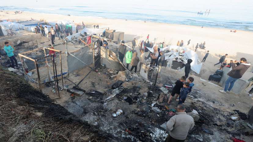 Aftermath of Israeli strikes in Deir Al-Balah in the central Gaza Strip