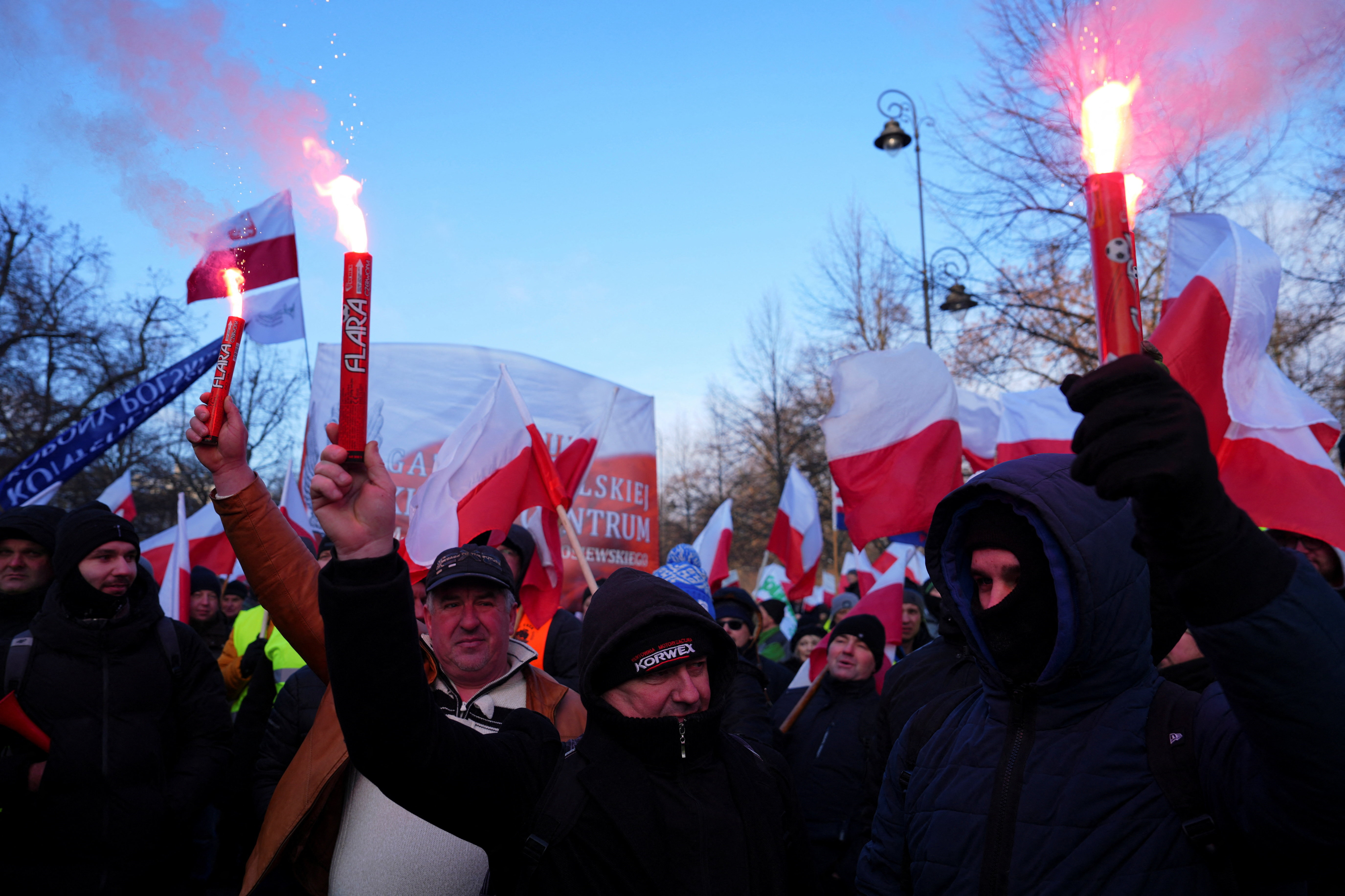 Polish farmers protest against the Mercosur trade deal in Warsaw