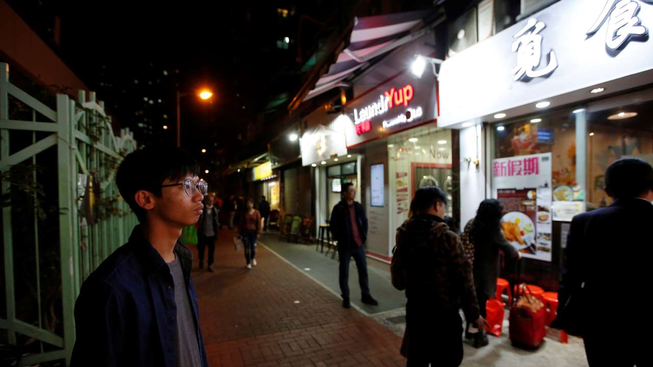 Independence activist Tony Chung is pictured in a street in Hong Kong