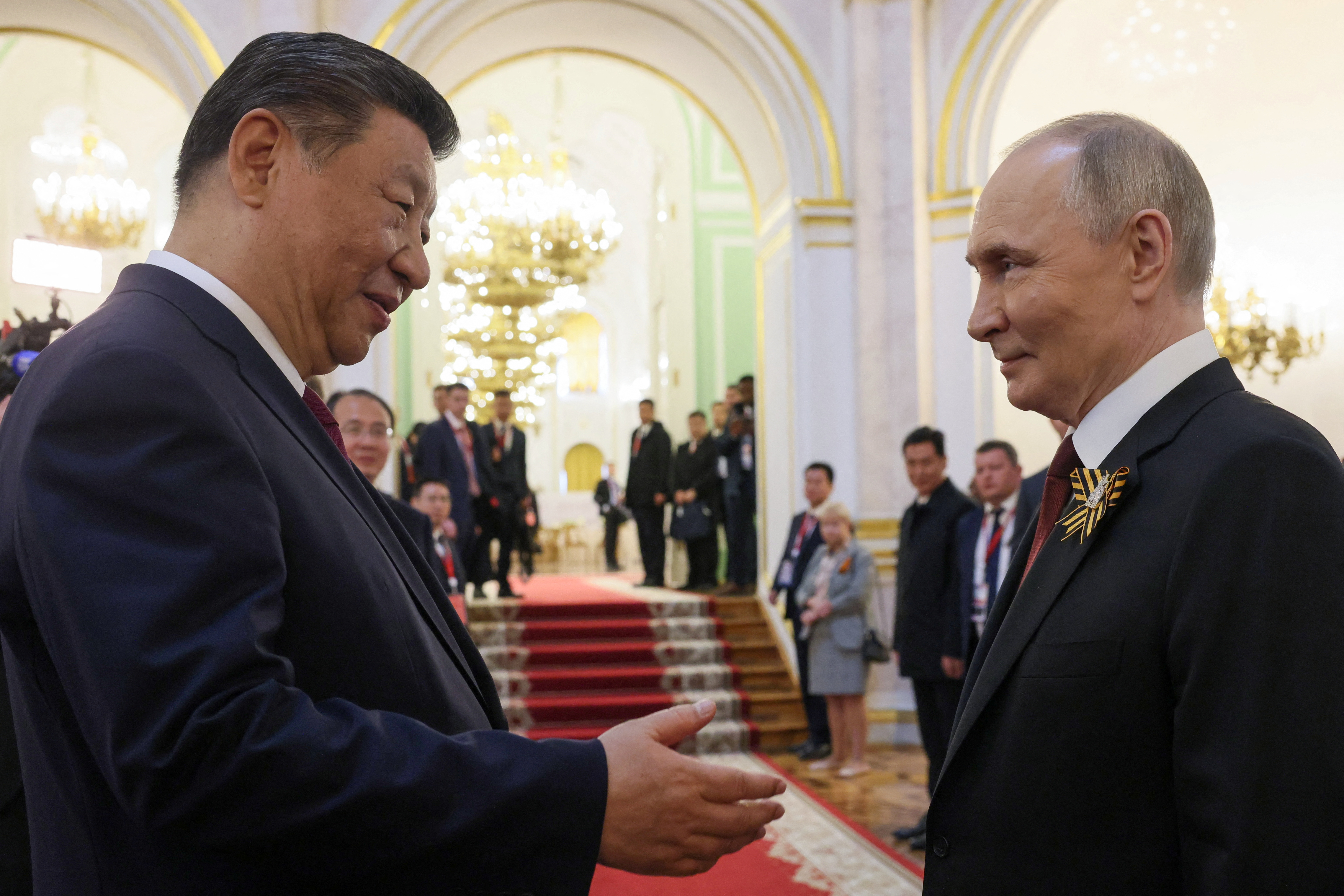 Russian President Vladimir Putin addresses foreign leaders on Victory Day in Moscow