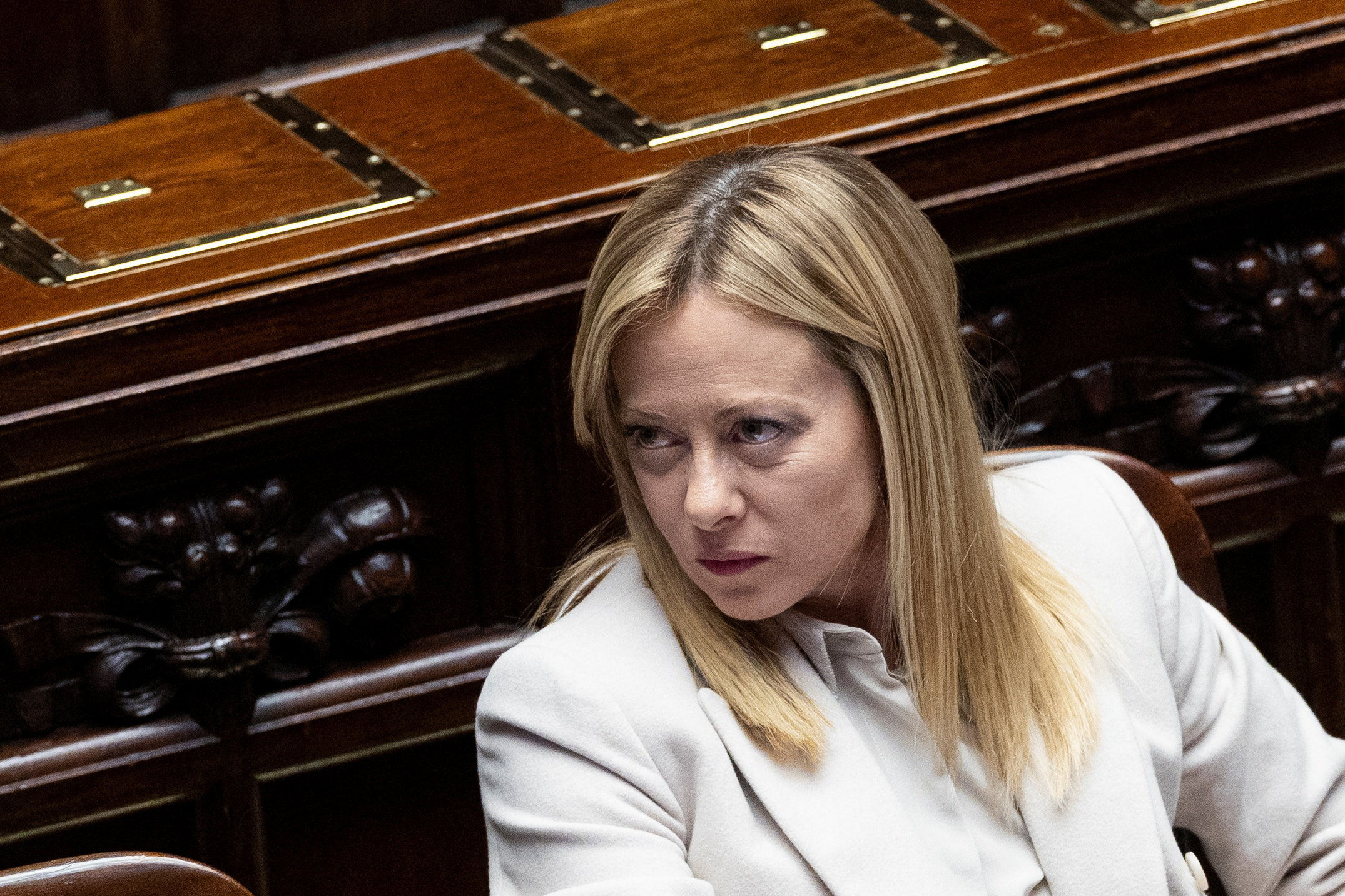 Italy's PM Meloni at the lower house of the Parliament in Rome, ahead of a European Council in Brussels