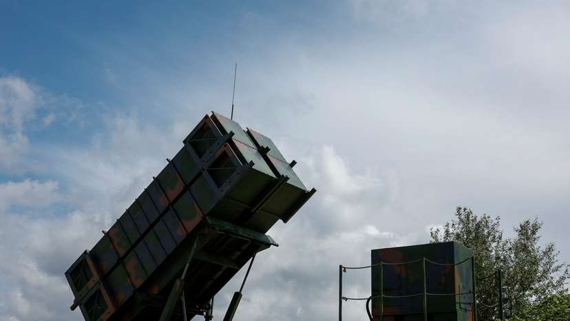 Launcher of a Patriot air defence system is seen on the ground an undisclosed location in Ukraine