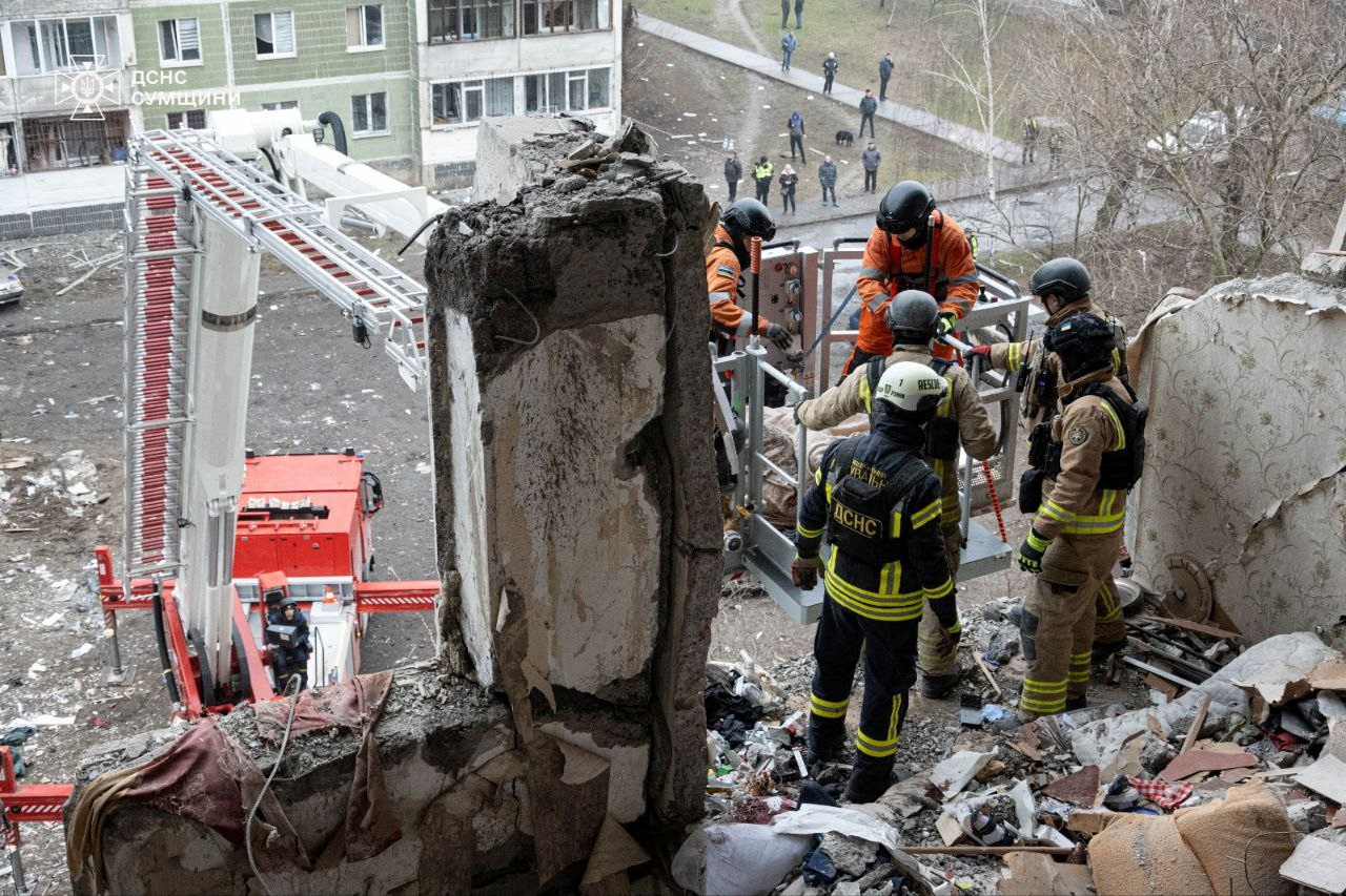 Aftermath of a Russian drone attack in Sumy
