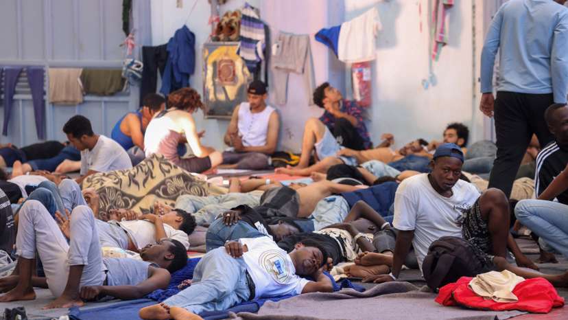 Newly-arrived migrants on the island of Crete