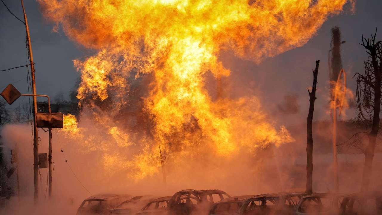 Russian missile and drone strike in Kyiv