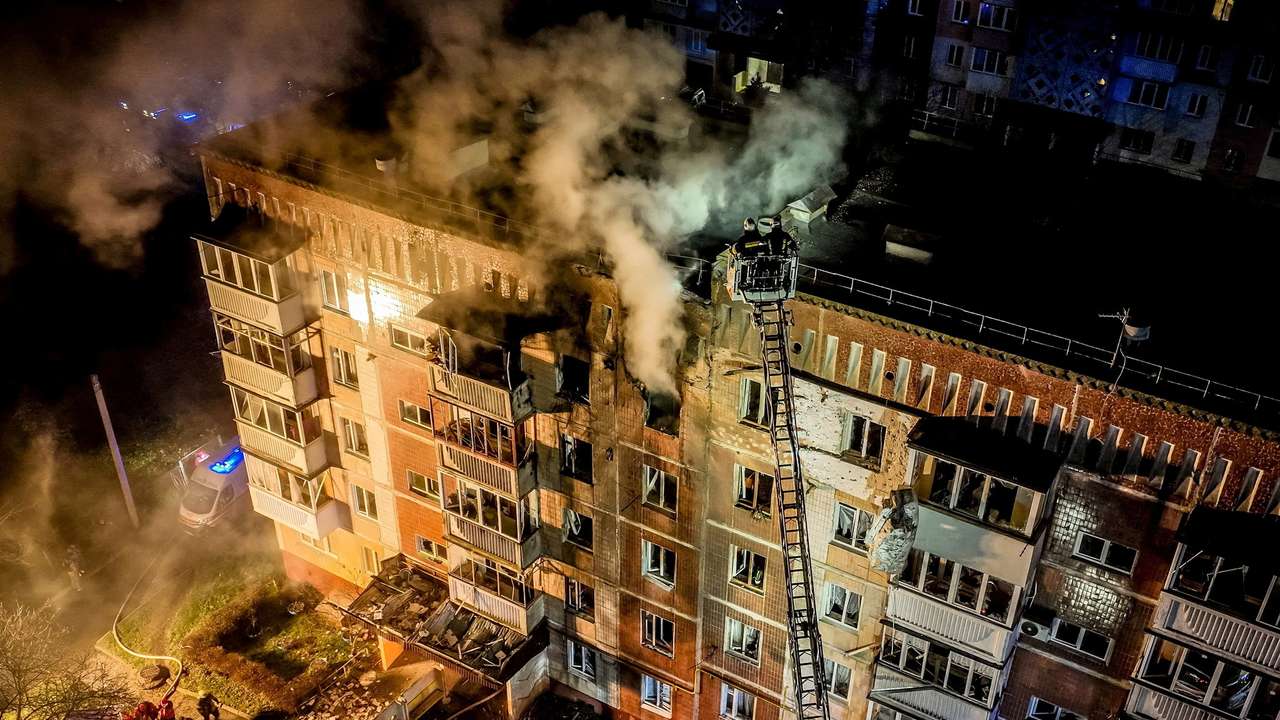 FILE PHOTO: Aftermath of a Russian drone attack in Ternopil