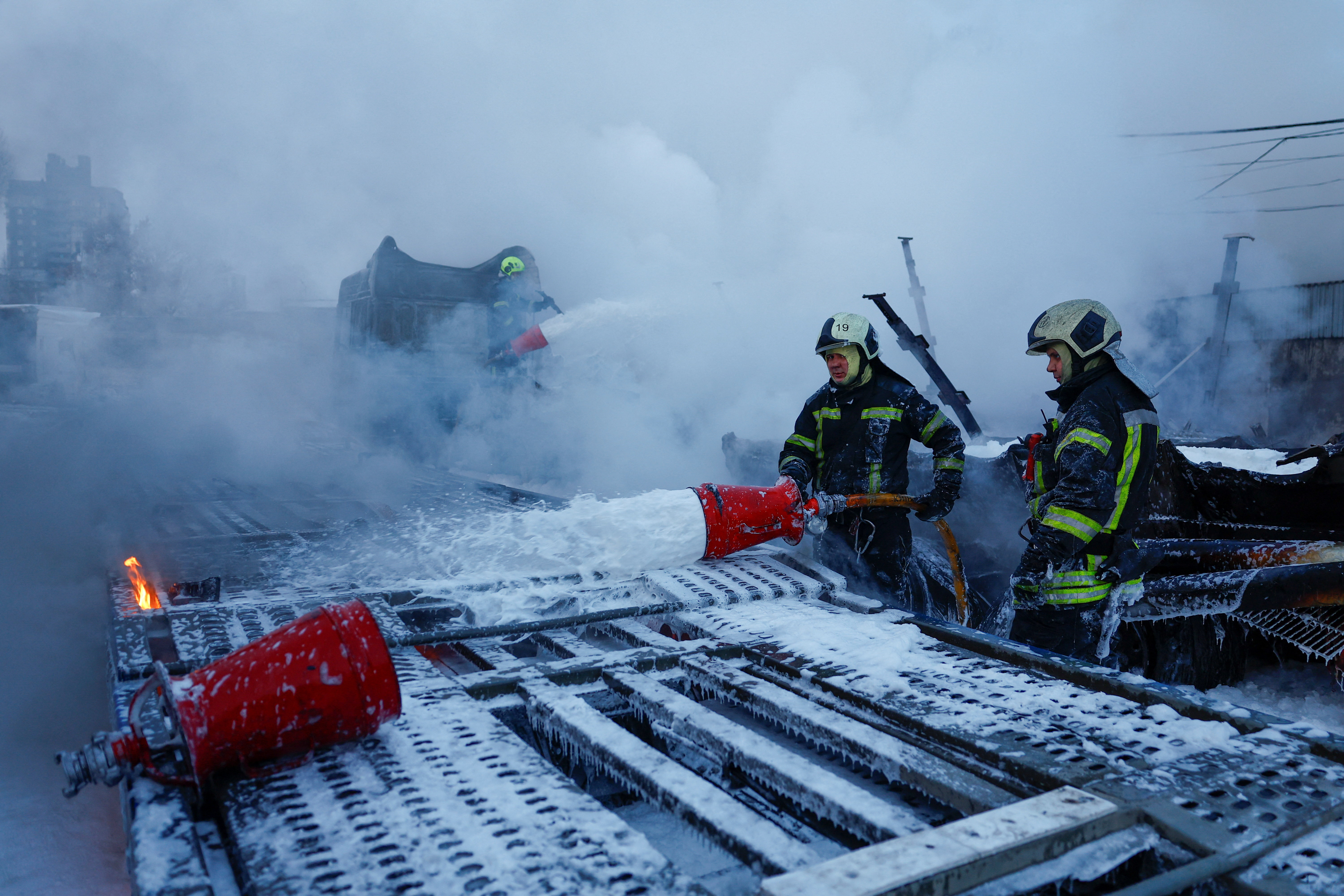 Aftermath of a Russian drone and missile attack in Kyiv