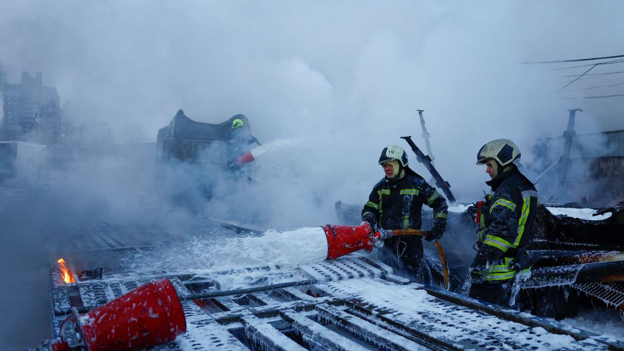 Aftermath of a Russian drone and missile attack in Kyiv