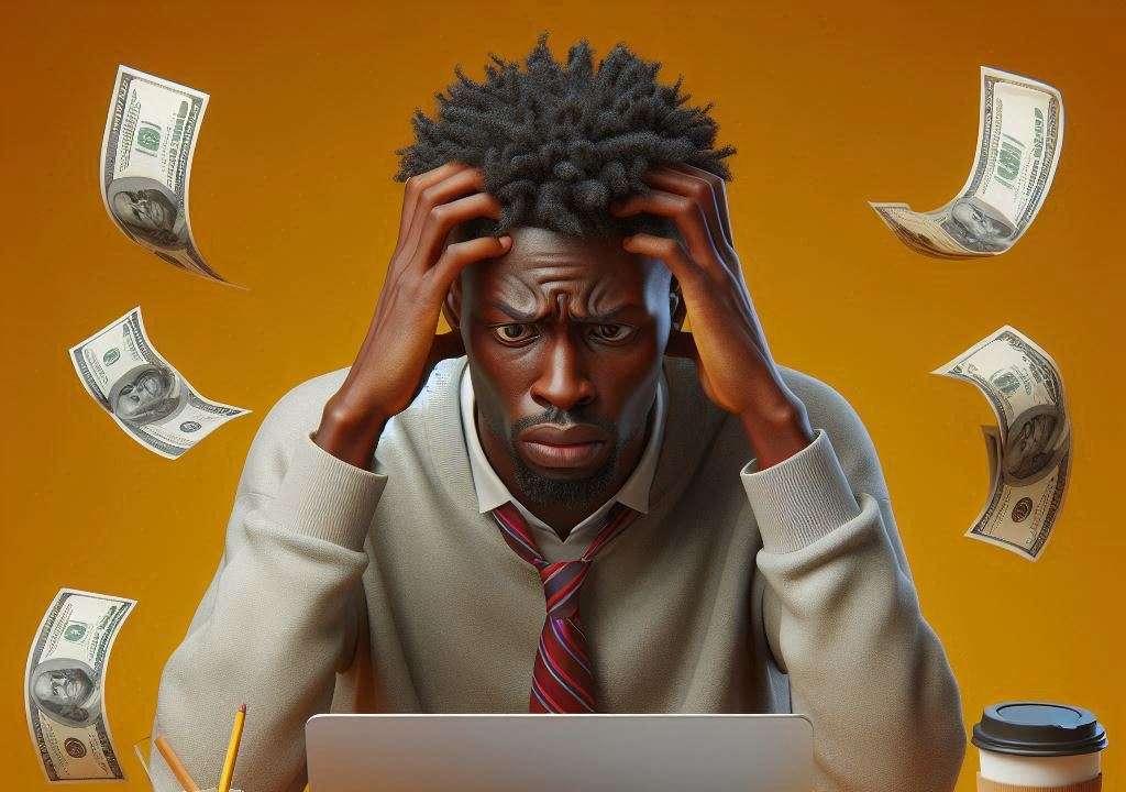 Man looking at money