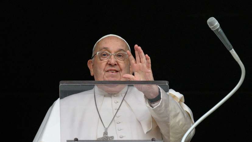 Pope Francis leads the Angelus prayer at the Vatican