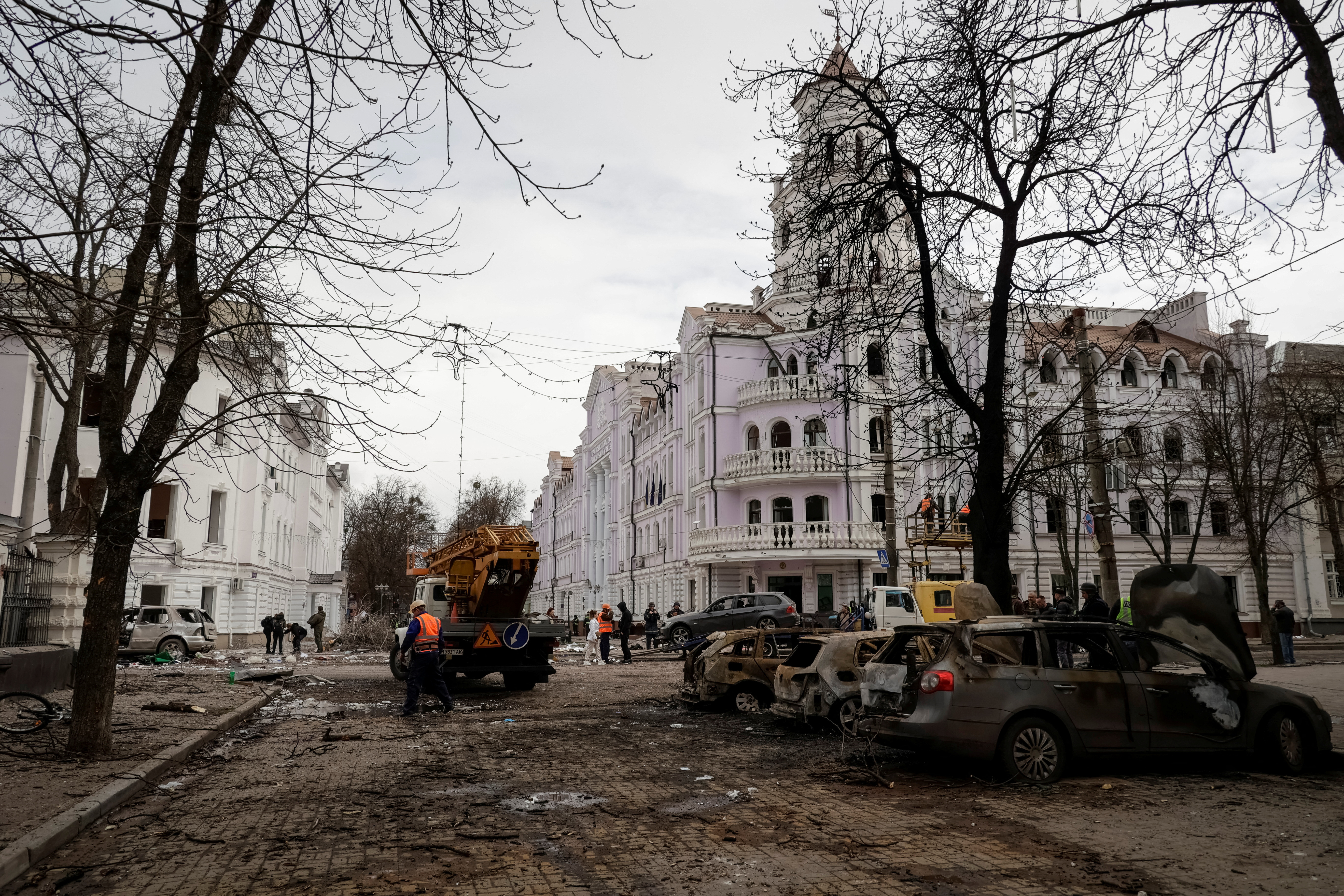 Aftermath of a Russian missile attack in Sumy