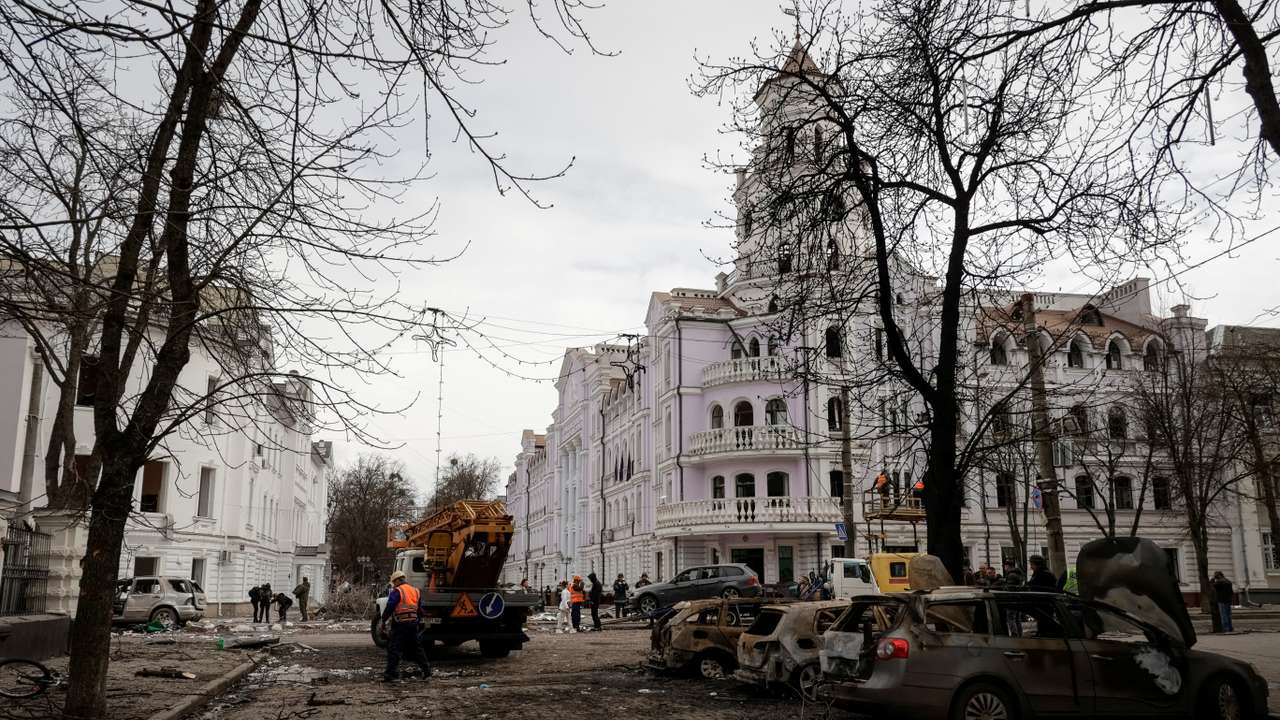 Aftermath of a Russian missile attack in Sumy
