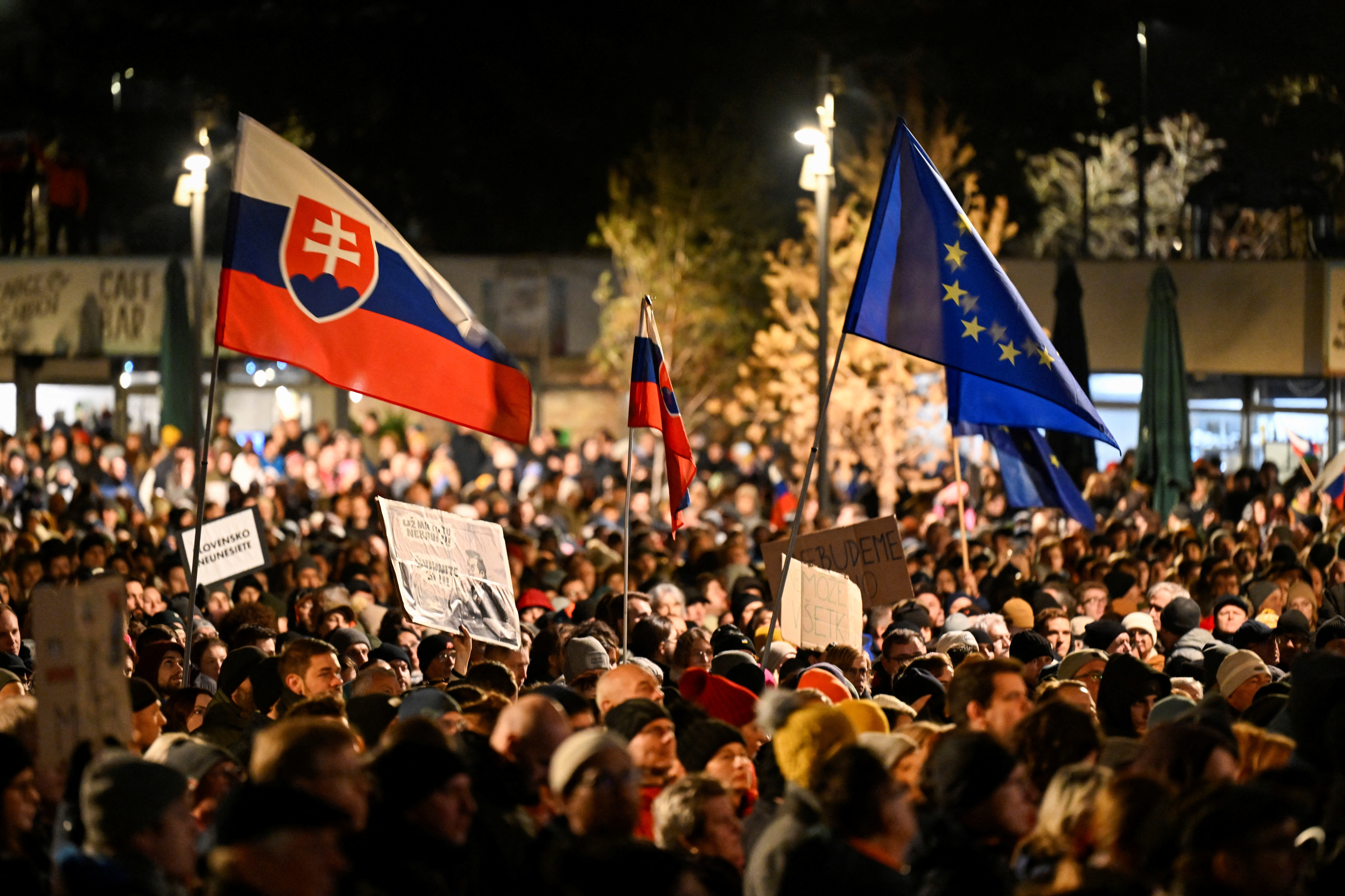 Protest against the government's plan to scrap a special prosecutor's office, in Bratislava