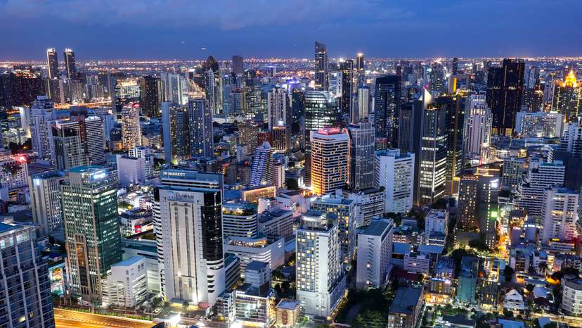 Bangkok's skyline photographed during sunset in Bangkok