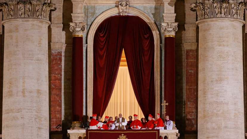 FILE PHOTO: Pope Francis, shortly after being elected in 2013, appears on the balcony of St. Peter's Basilica.