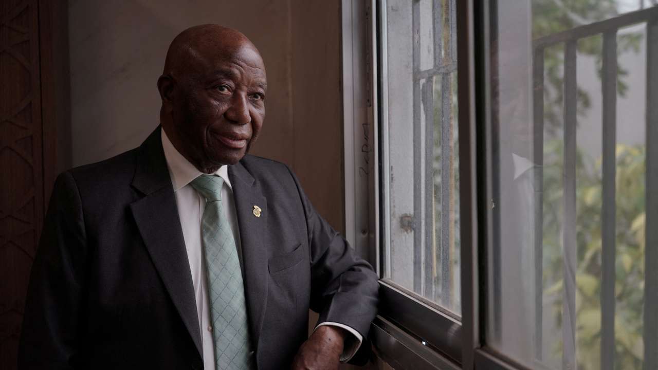 Liberia President-elect Joseph Boakai attends an interview at his home in Monrovia