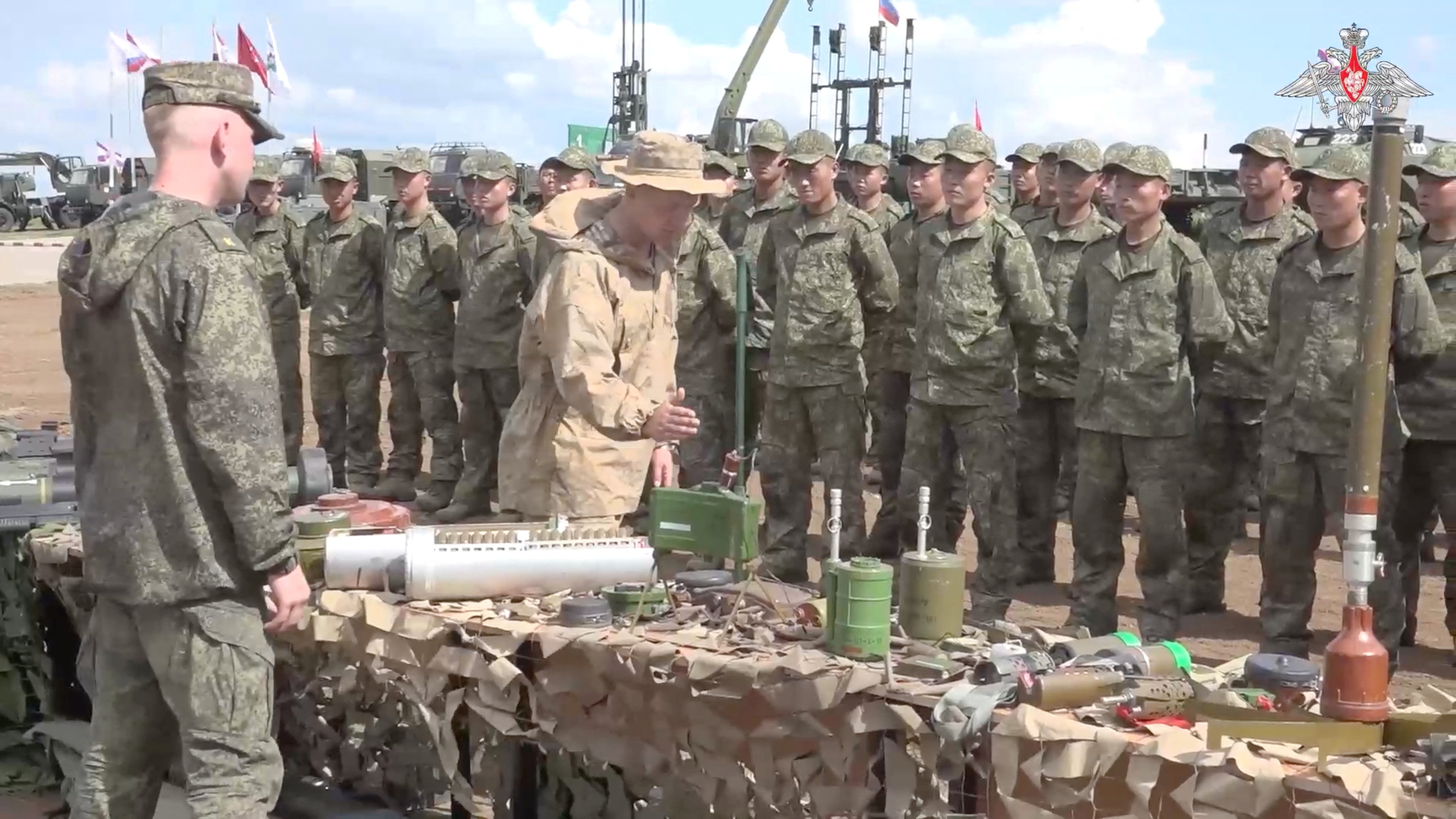 Russian and North Korean troops take part in training in Kursk region