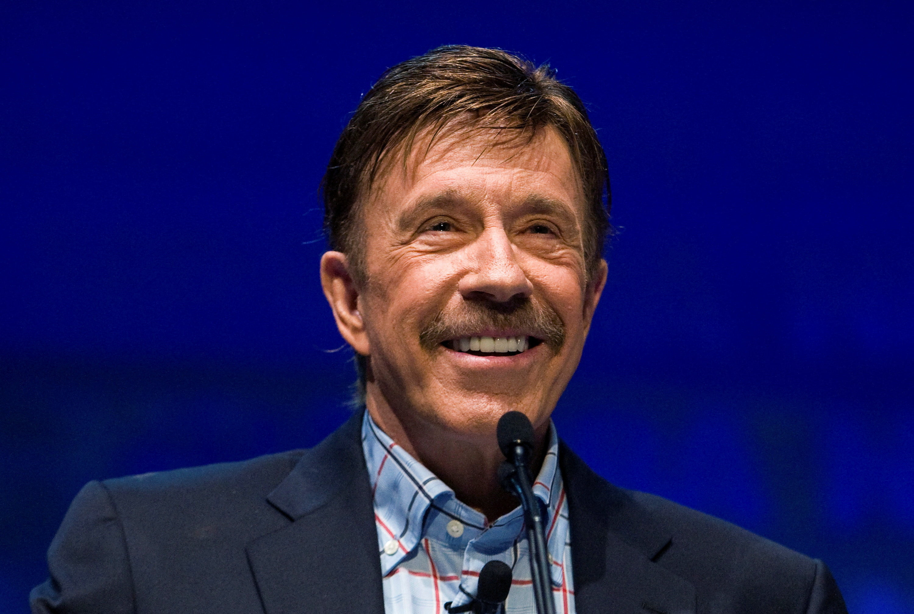 FILE PHOTO: Actor Chuck Norris speaks during the National Rifle Association's 139th annual meeting in Charlotte