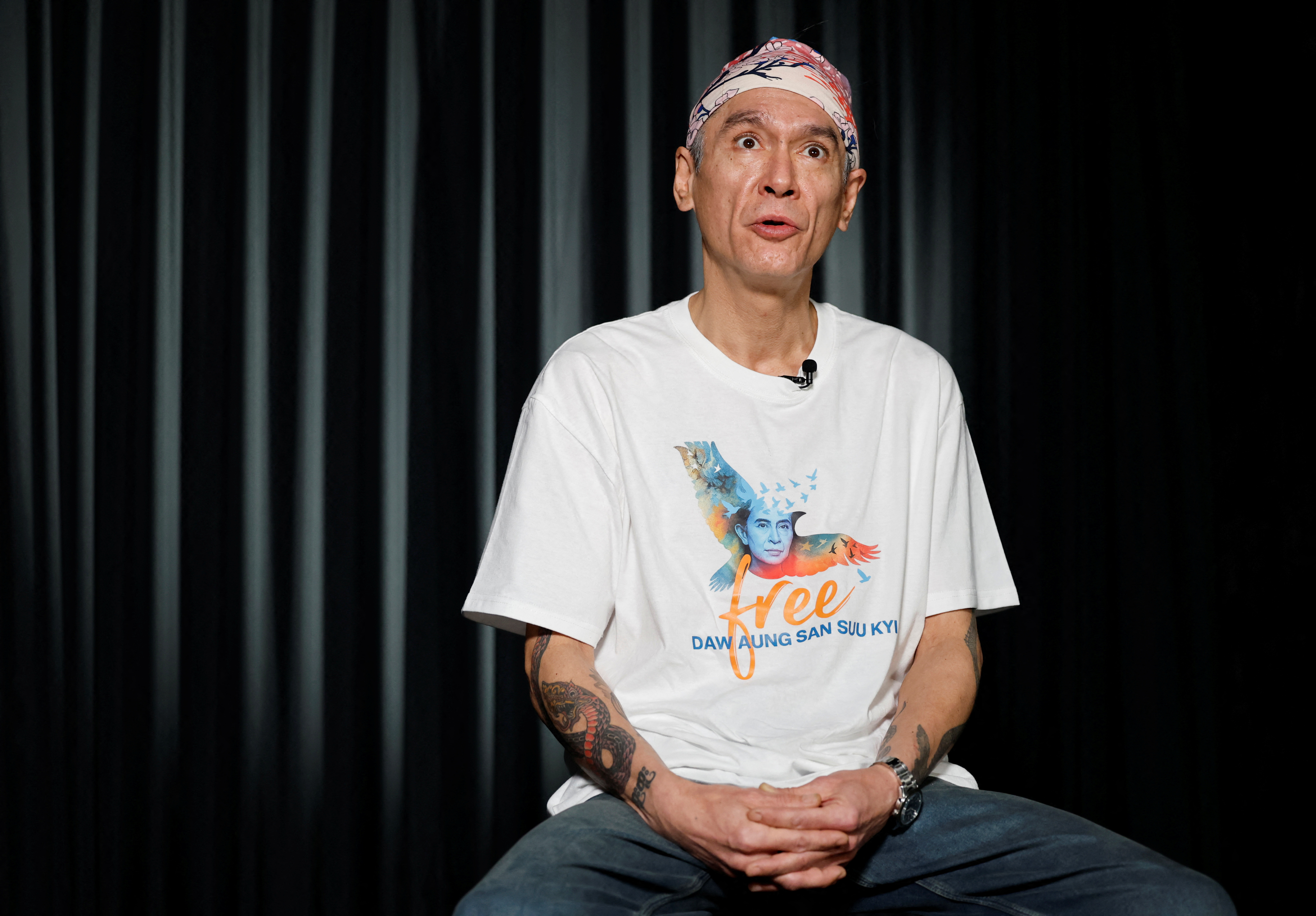 Kim Aris, son of Myanmar's detained former leader Aung San Suu Kyi, during an interview with Reuters in Tokyo