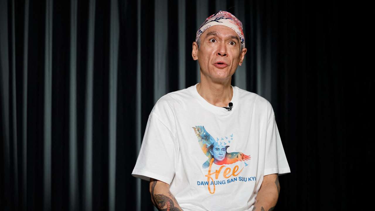 Kim Aris, son of Myanmar's detained former leader Aung San Suu Kyi, during an interview with Reuters in Tokyo