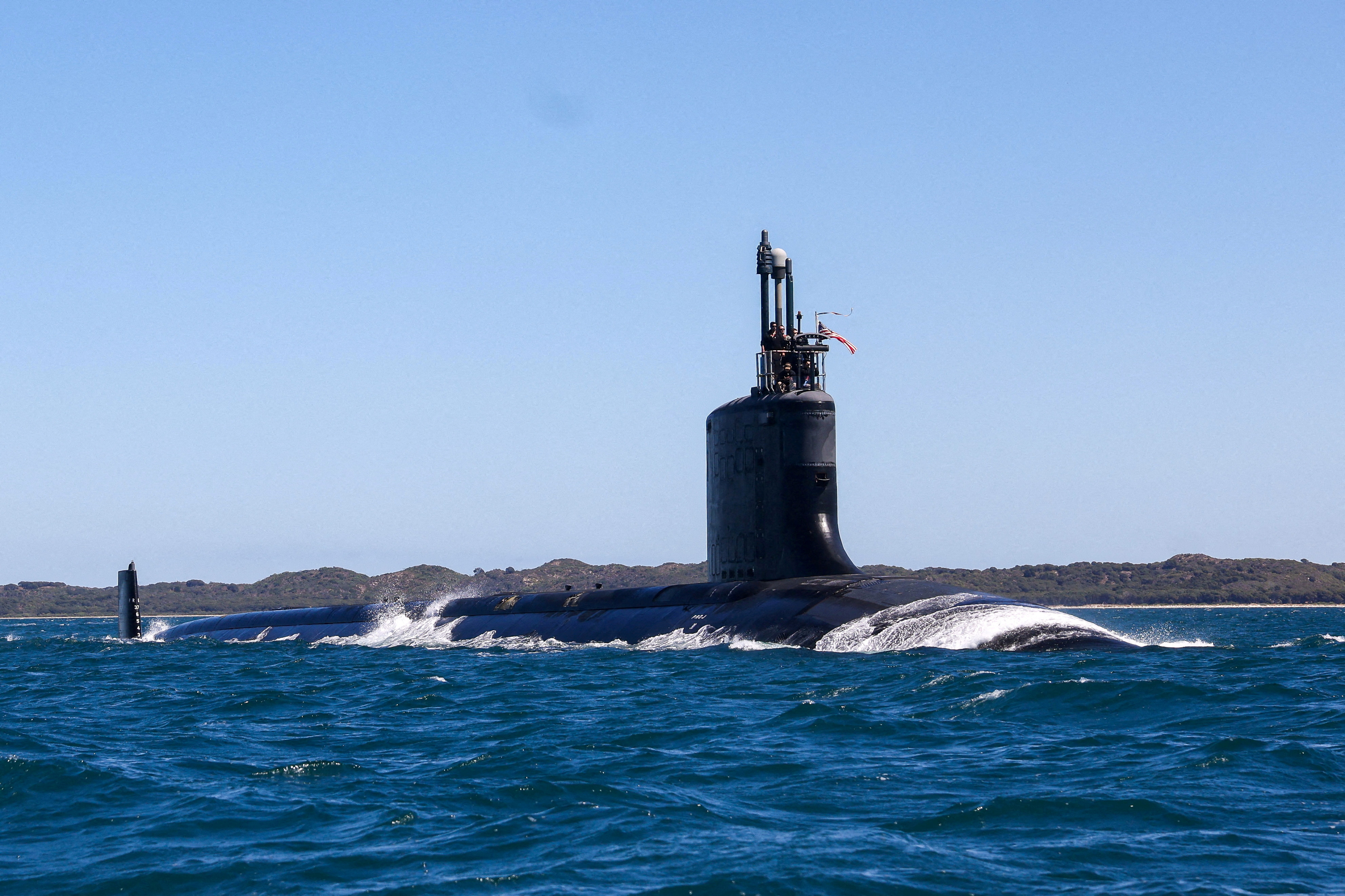 FILE PHOTO: Virginia-class fast attack submarine USS Minnesota (SSN-783) off the coast of Western Australia