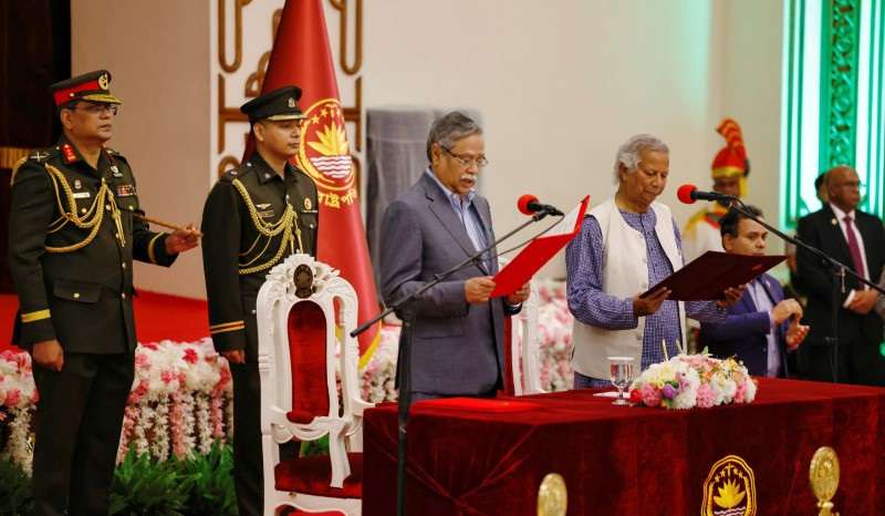 Bangladeshi President Mohammed Shahabuddin administers oath-taking ceremony of Nobel laureate Muhammad Yunus as the country’s head of the interim government in Bangladesh in Dhaka