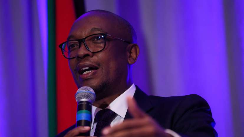 South African Minister of Trade, Industry and Competition, Parks Tau, speaks during a press conference, in Washington