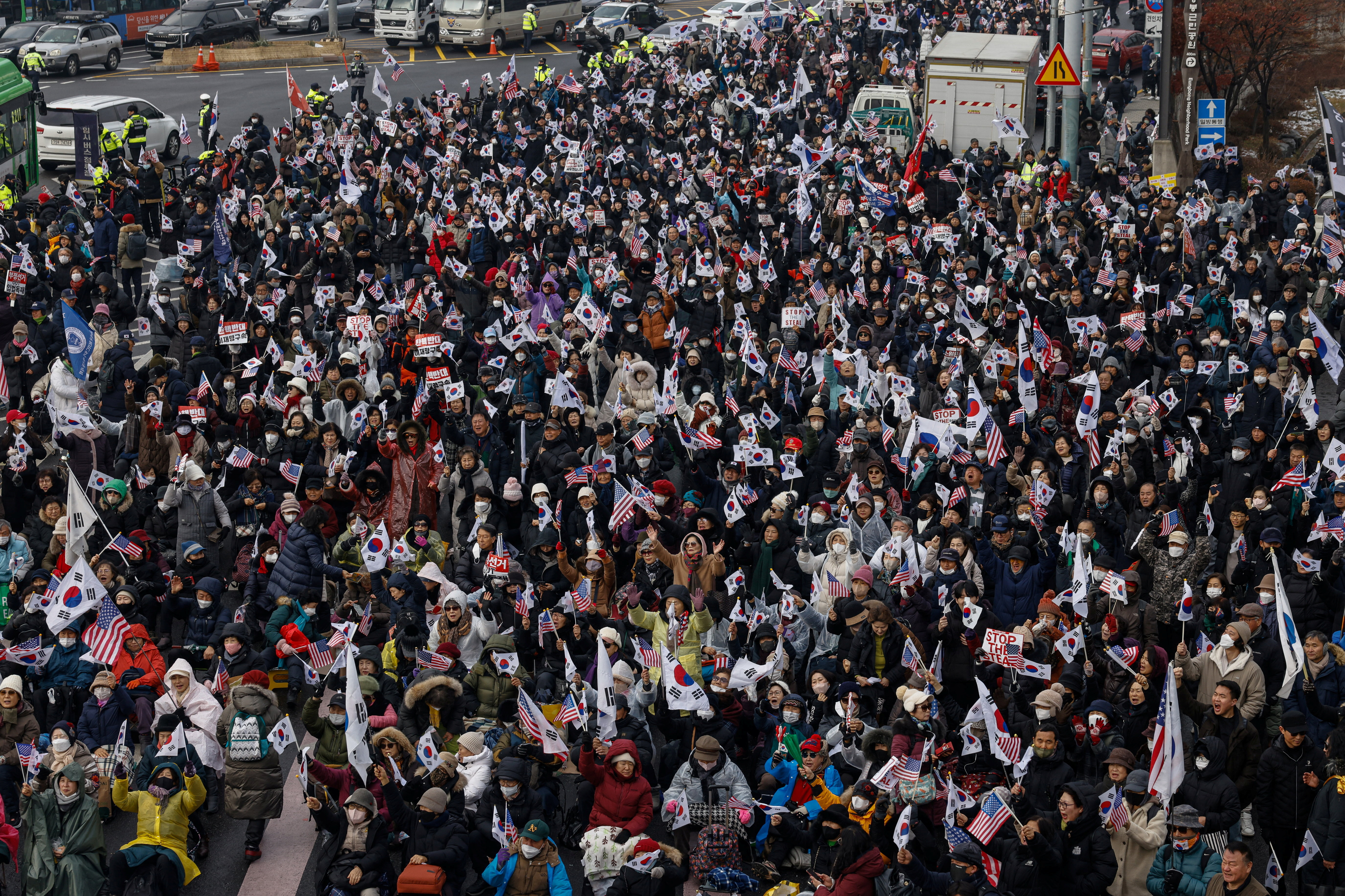 Pro-Yoon protesters attend a rally in support of impeached South Korean President Yoon Suk Yeol near his official residence, in Seoul