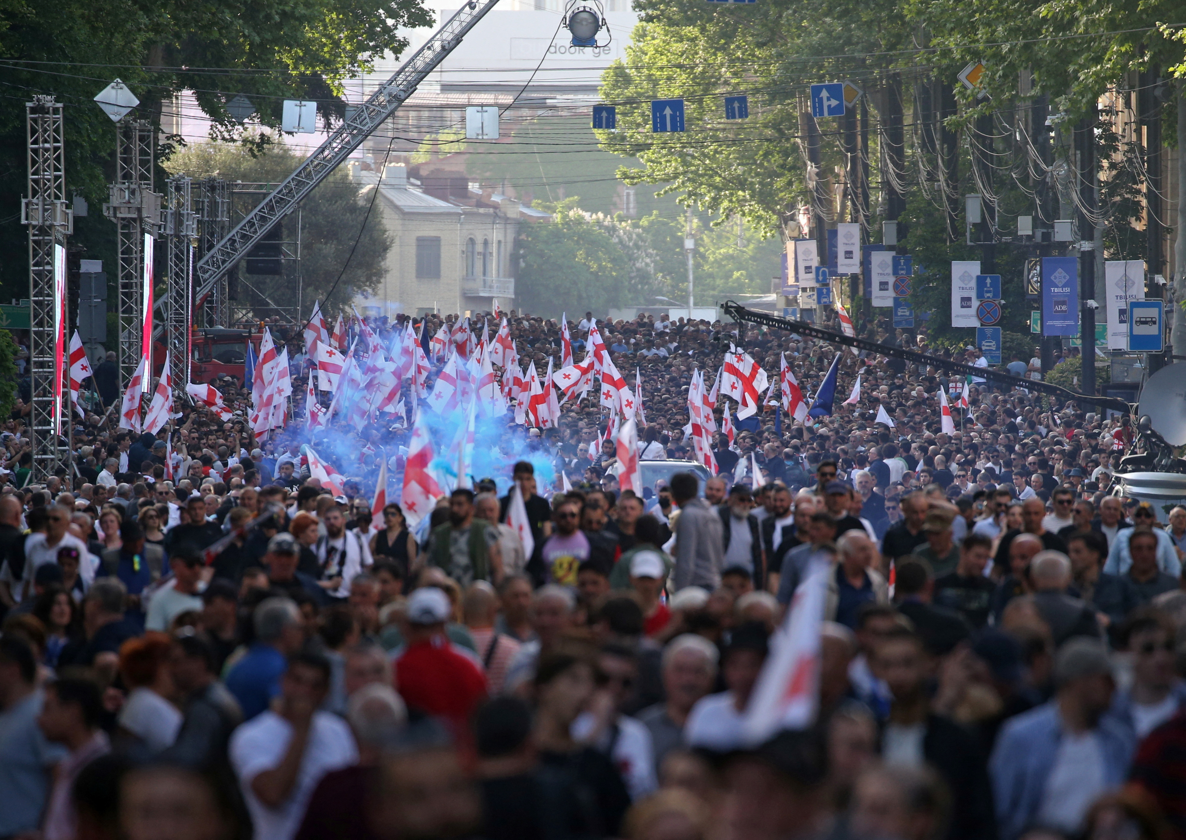 A pro-government rally in support of a bill on "foreign agents" in Tbilisi
