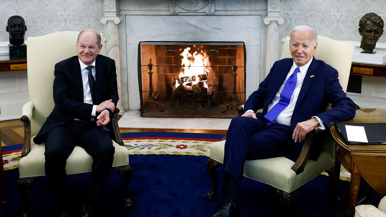 U.S. President Joe Biden and German Chancellor Olaf Scholz meet in Washington
