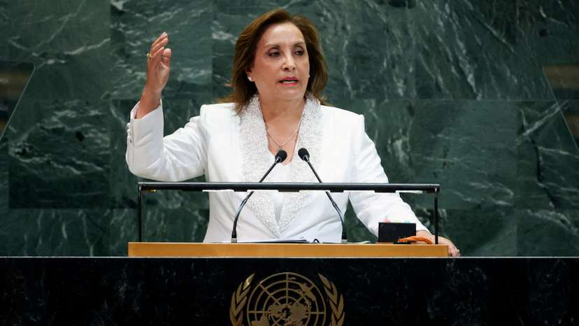 FILE PHOTO: Peru's President Dina Boluarte addresses the United Nations General Assembly