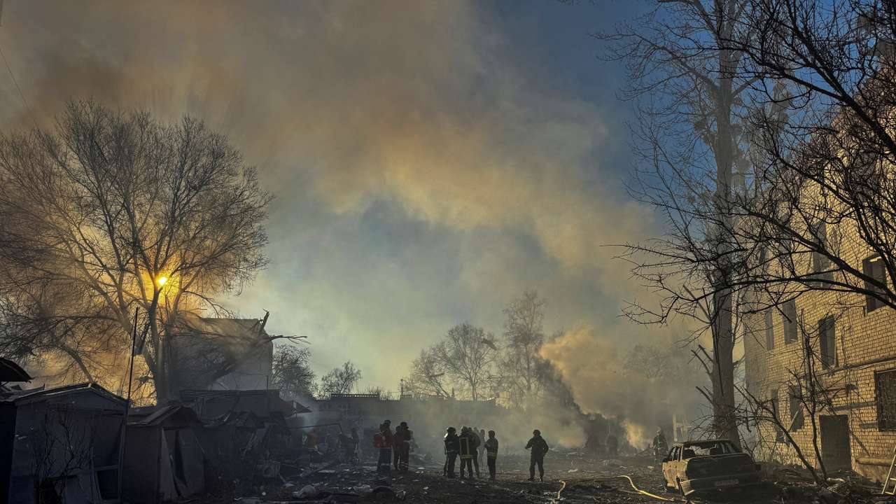 Aftermath of a Russian missile strike in Kharkiv