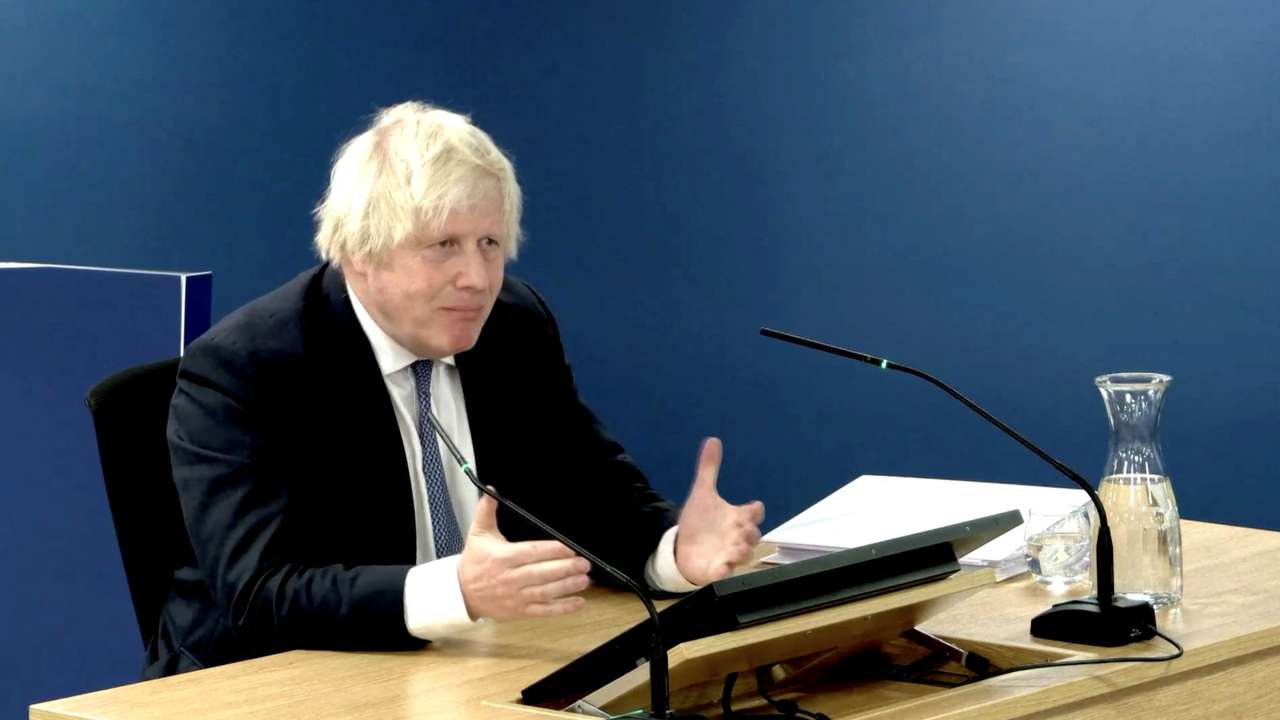 Boris Johnson gives evidence at the COVID-19 Inquiry, in London