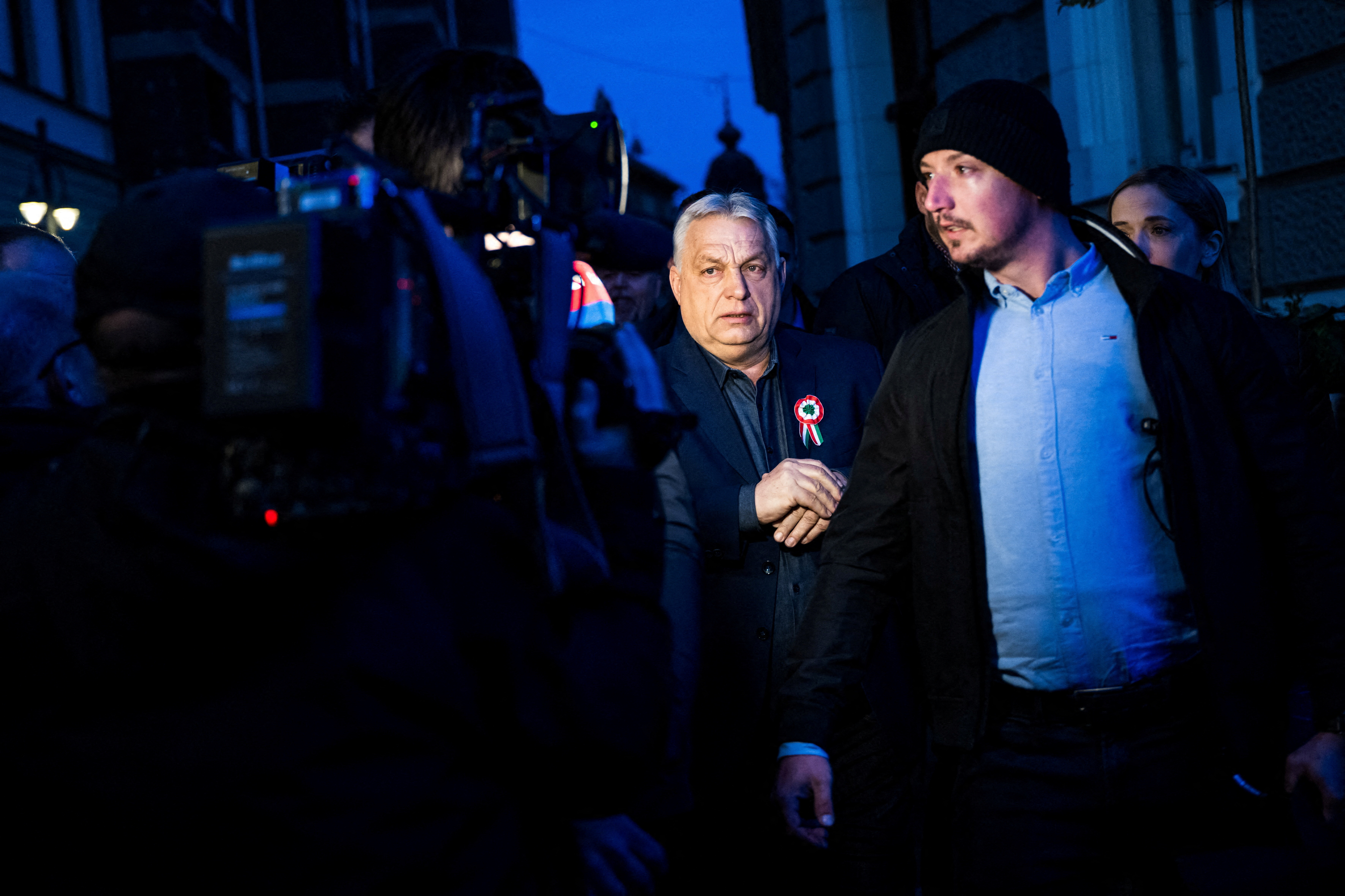 FILE PHOTO: Hungarian Prime Minister Viktor Orban at an election campaign rally