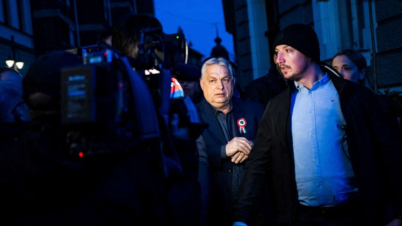 FILE PHOTO: Hungarian Prime Minister Viktor Orban at an election campaign rally