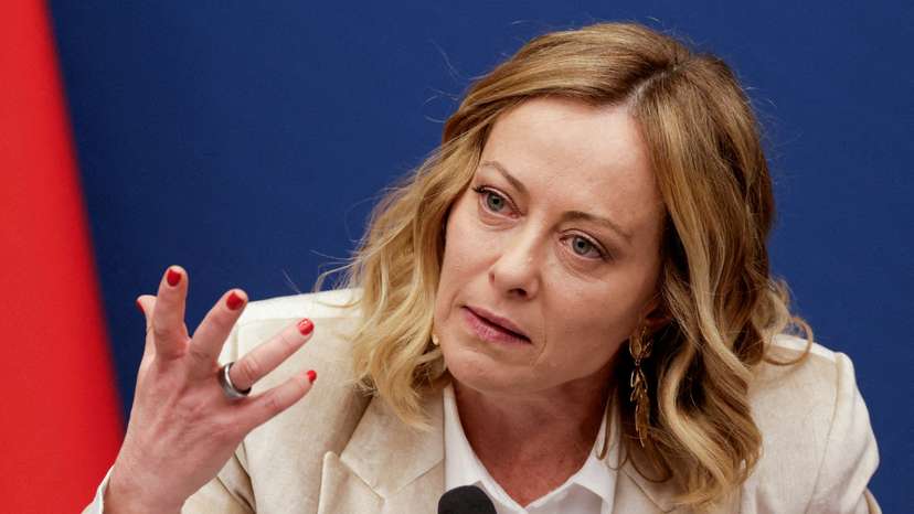 FILE PHOTO: Italy's PM Giorgia Meloni attends an end-of-year press conference in Rome