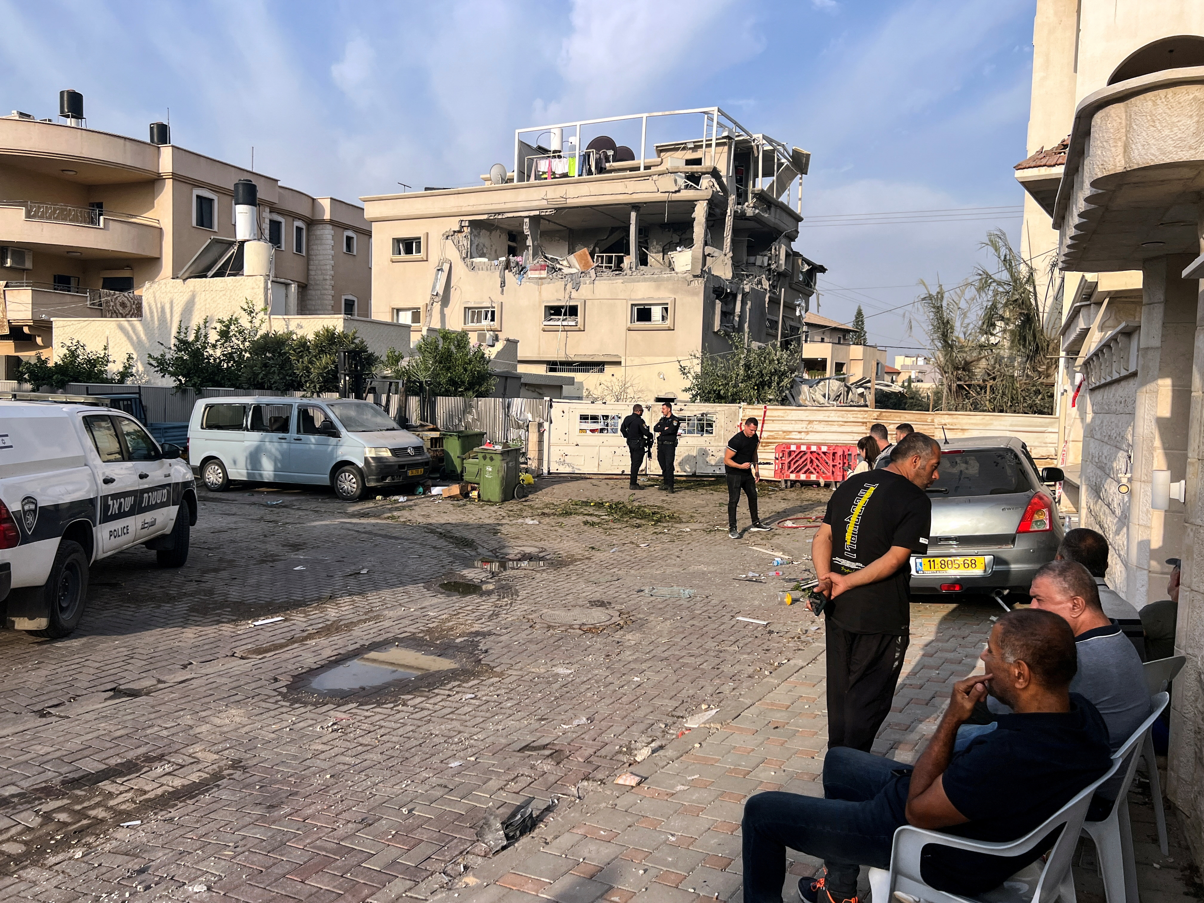 Aftermath of a projectiles attack from Lebanon towards Israel, in the central Israeli town of Tira
