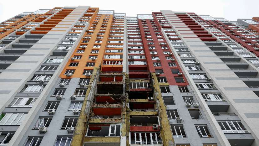 Aftermath of a Russian missile and drone strike in Kyiv