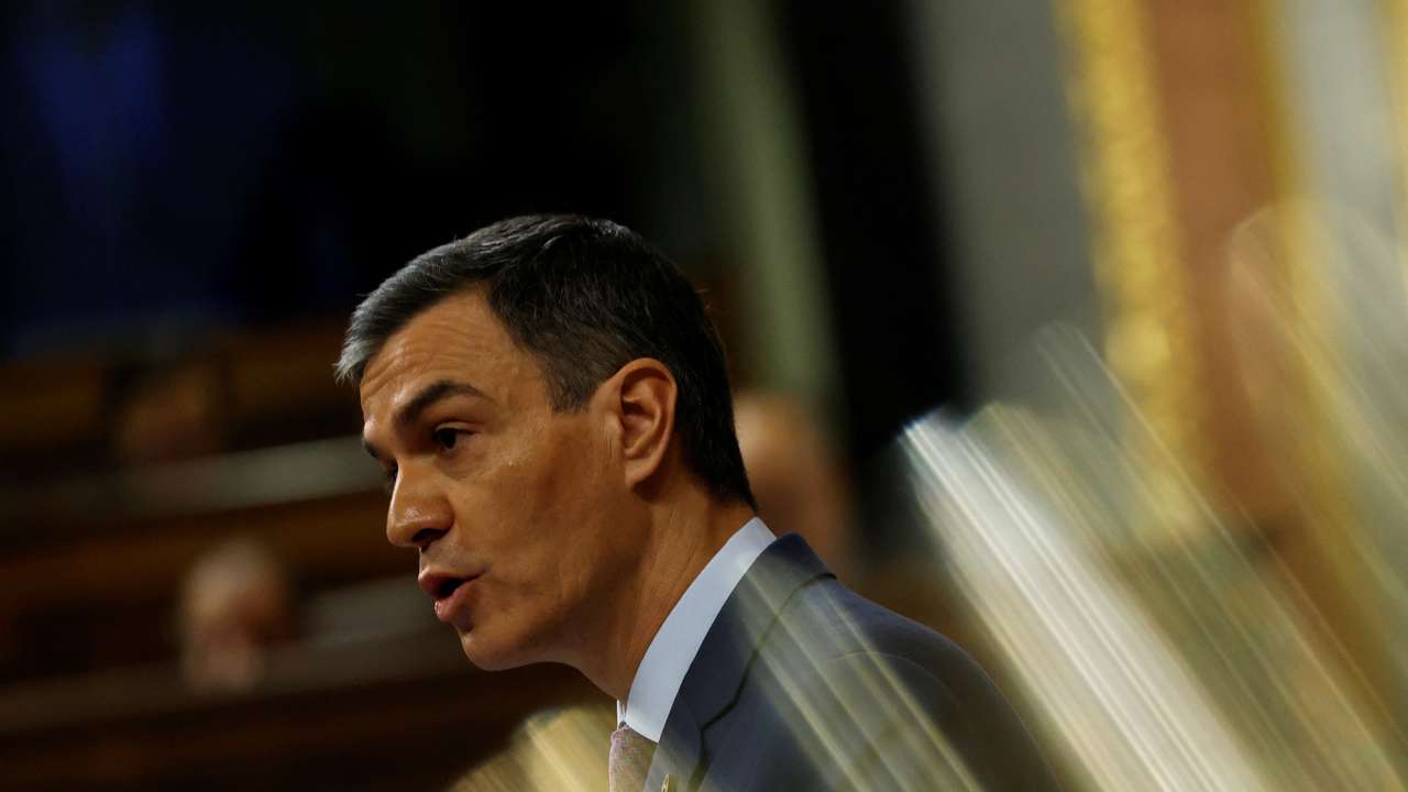 Spanish PM Sanchez speaks about government action during the floods in eastern Spain, at Parliament in Madrid