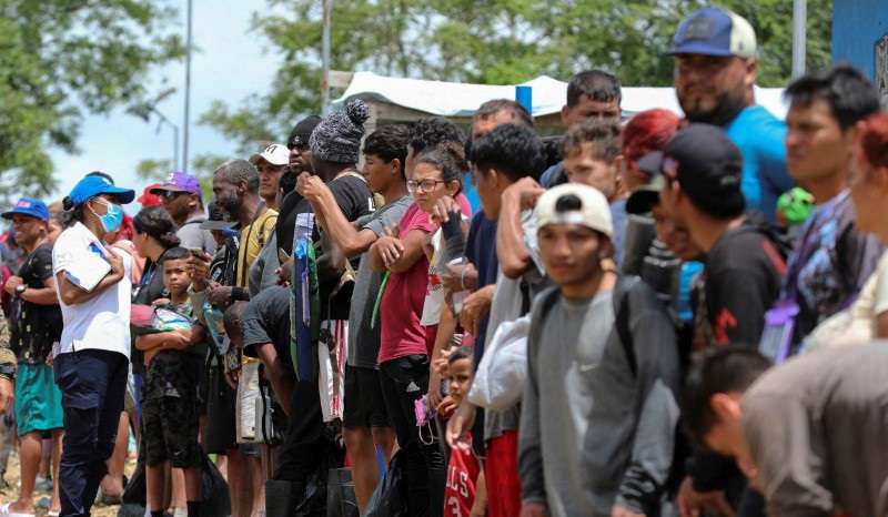 Panama's President-elect Jose Raul Mulino visits migrant camp, in Lajas Blancas