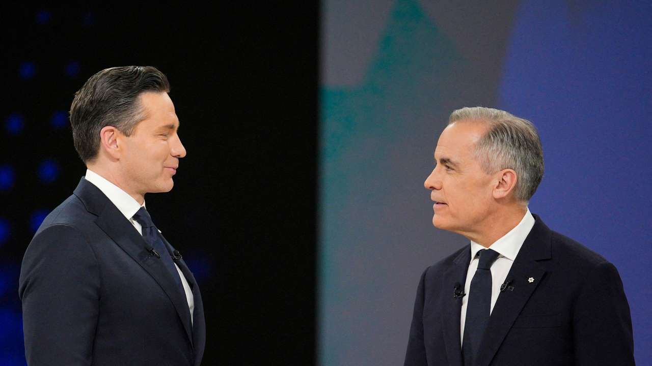 FILE PHOTO: Canada's main political parties attend televised English-language debate in Montreal