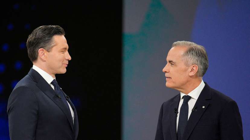 FILE PHOTO: Canada's main political parties attend televised English-language debate in Montreal