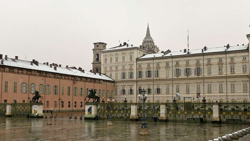 FILE PHOTO: Snow falls in Turin in northern Italy