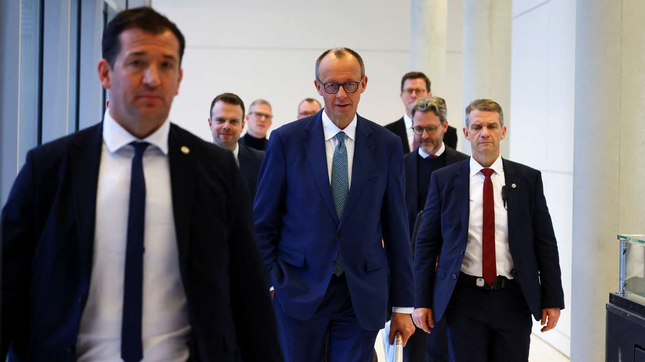 CDU party leader Merz attends a fraction meeting, at the Reichstag building in Berlin